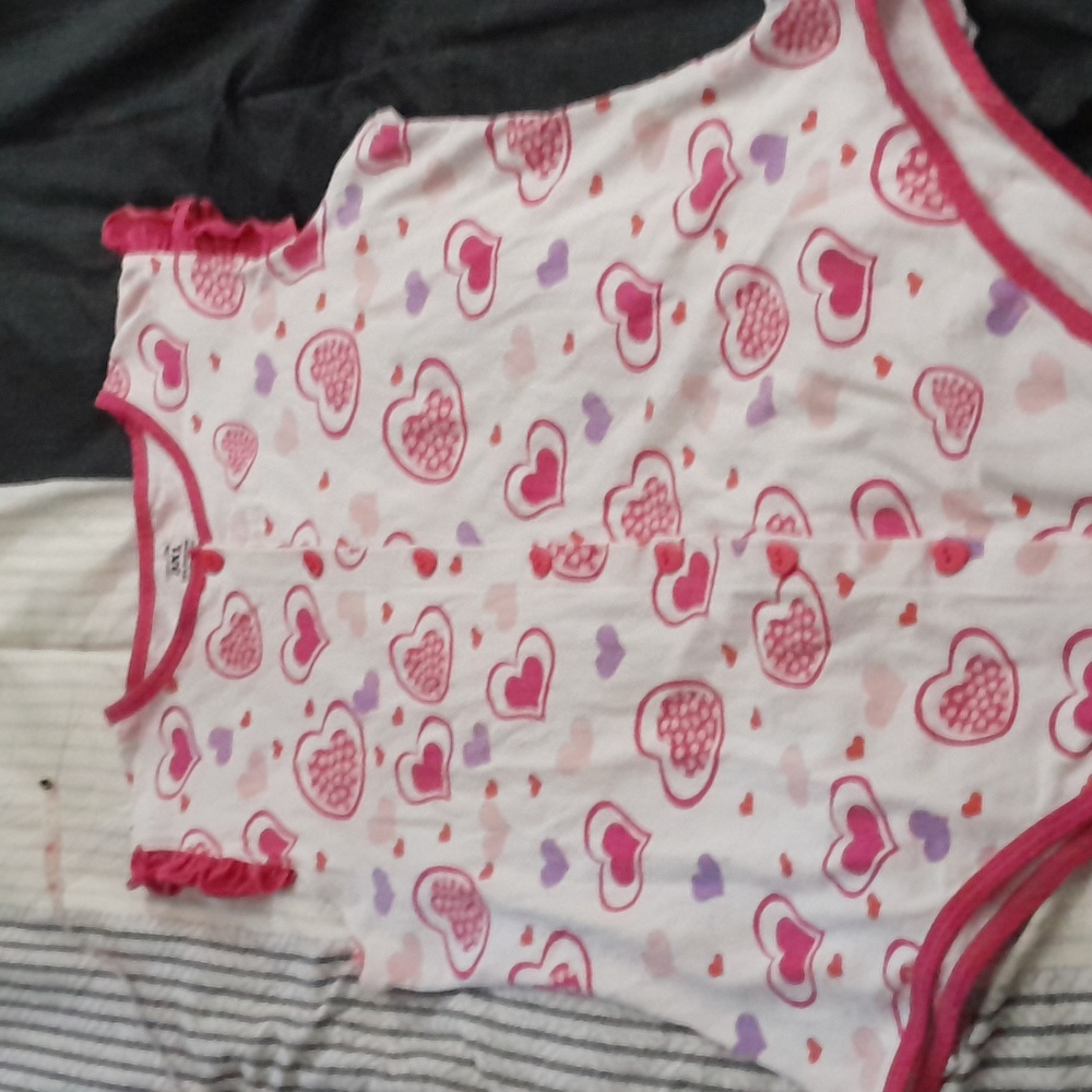 Womens Heart Patterned Pink and White Romper